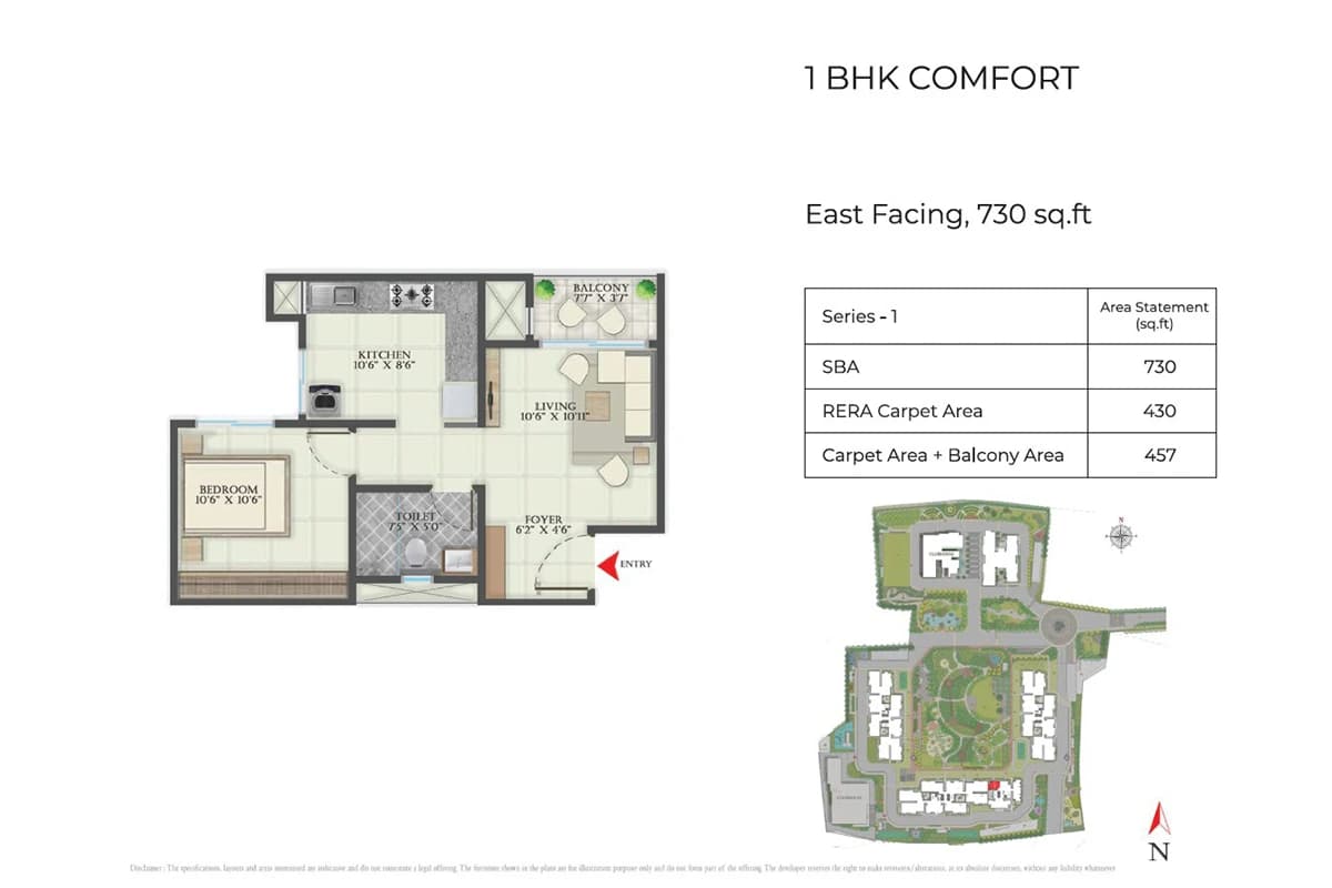 1 BHK Comfort Floor Plan