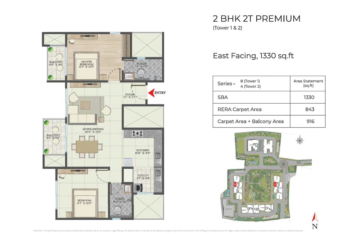 2 BHK Premium Floor Plan