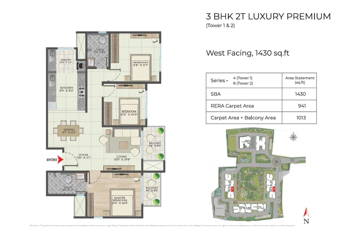 3 BHK Luxury Premium Floor Plan